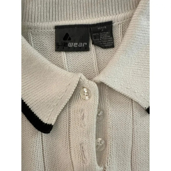 Vintage Liz Claiborne Striped Ribbed Knit Button-Up Sweater Petite P - Picture 5 of 9